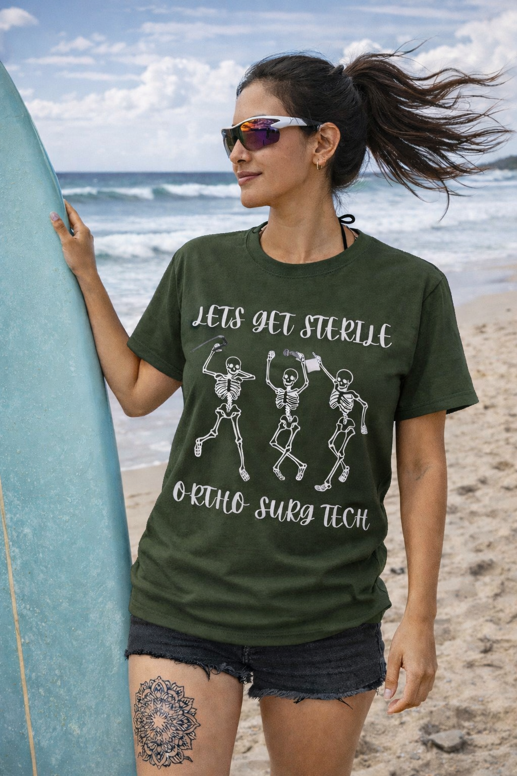Lets Get Sterile Ortho Surg Tech Skully T-Shirt