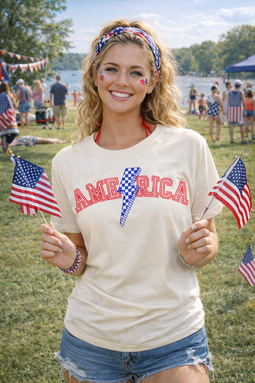 America Lightning Bolt 4th of July T-shirt