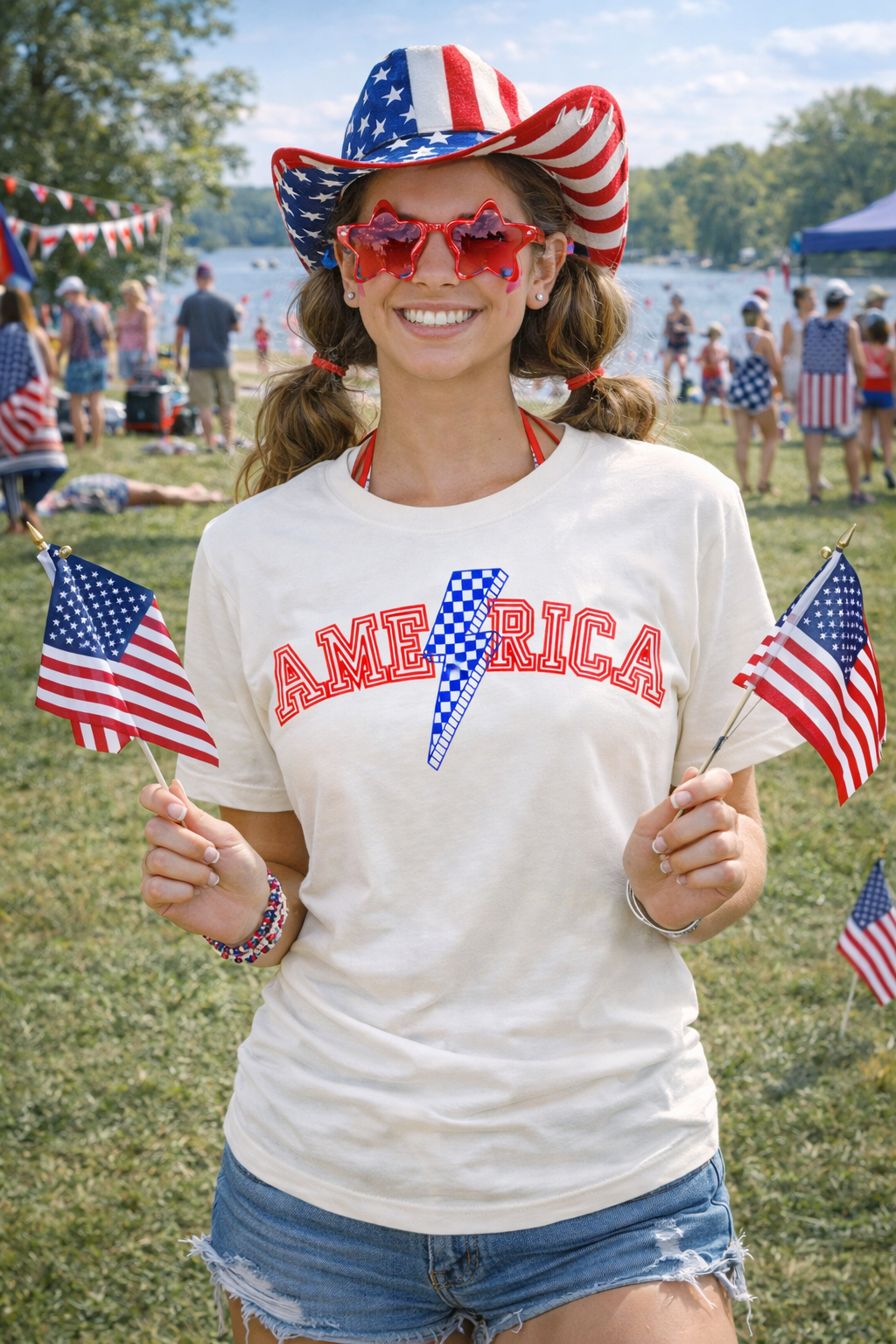 America Lightning Bolt 4th of July T-shirt